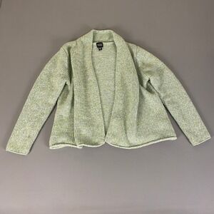 Eileen Fisher Wool Cardigan Women's Size Large Knit Open Front Green Cashmere **